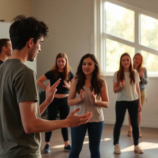Students participating in an improvisation exercise