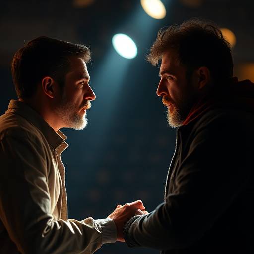 Two actors deeply engaged in an intense scene during an advanced scene study class